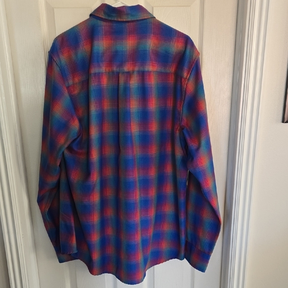 DIXXON Men's Plaid Button Down Shirt - Red and Blue - Picture 3 of 4